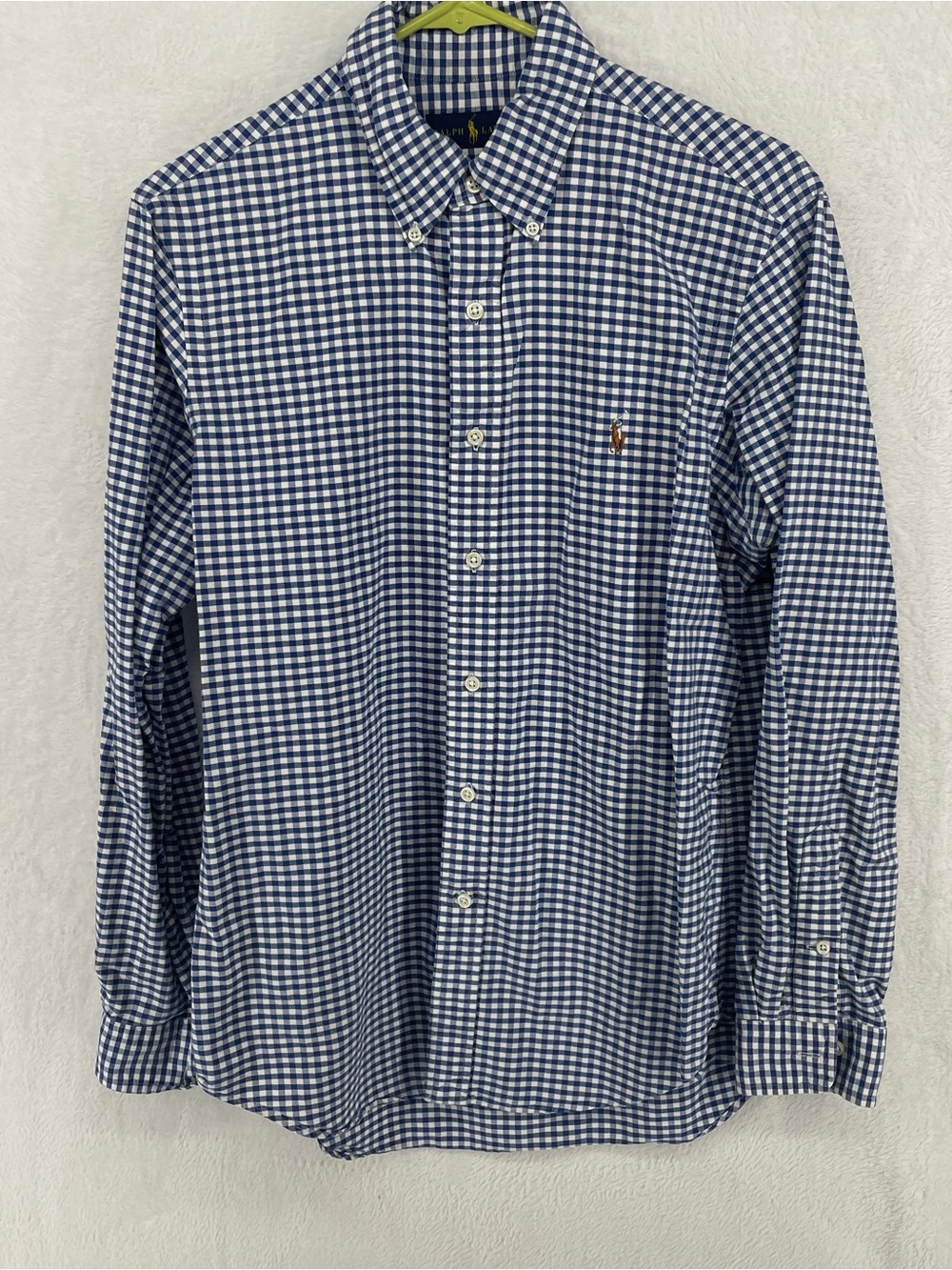 Ralph Lauren Blue and White Gingham Button-Down Shirt